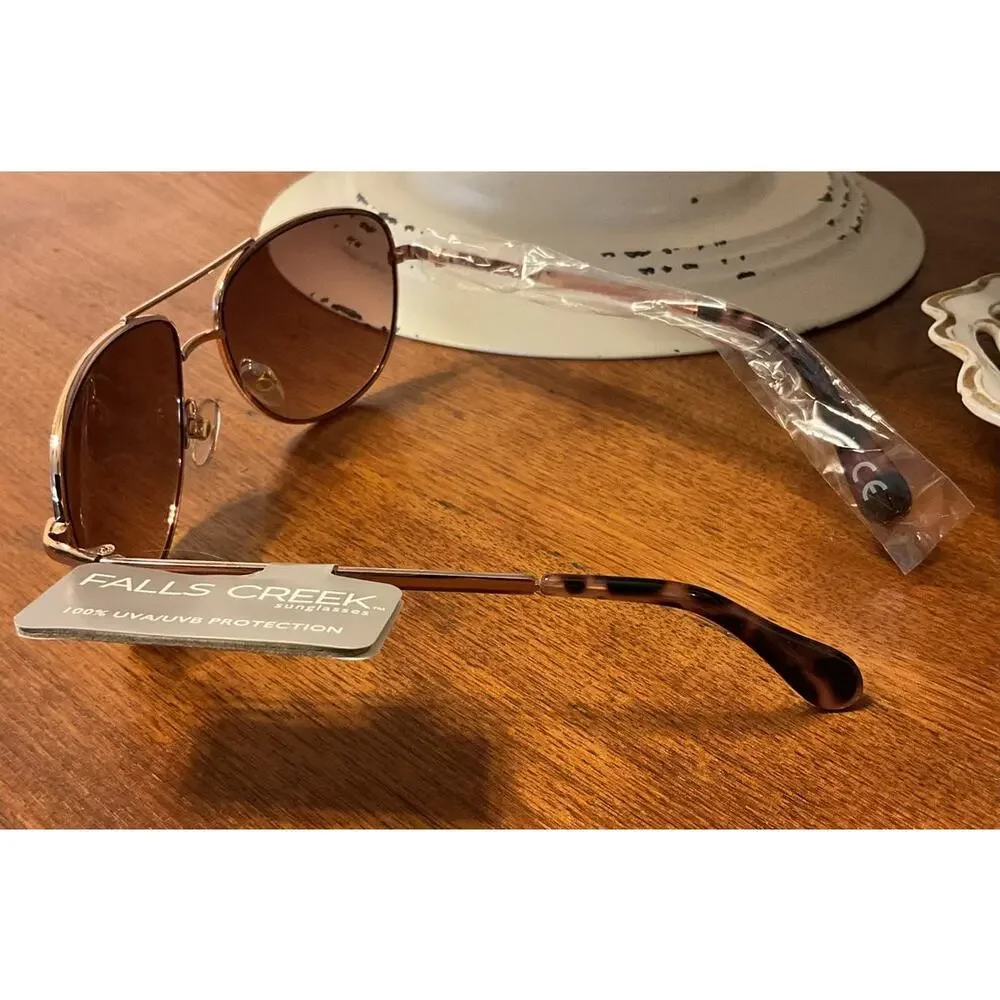 NWT Falls Creek Aviator Gold Metal Rim Tortoise Shell Ear PCs